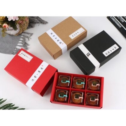 กล่องขนมแบ่ง 6 ช่อง ขนมไหว้พระจันทร์ 50 กรัม กล่องคุ๊กกี้ สีพื้น (MOON70)