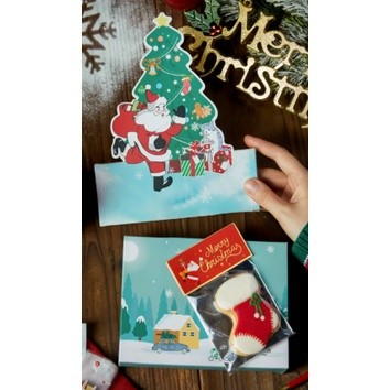 กล่องขนม ของขวัญ หูหิ้ว พร้อมกล่องแบ่งในตัว ลายคริสต์มาส Chritmas ซานต้า(CT19) รหัส CT19 รูปที่ 3 | BoxDee