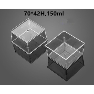 ถ้วยมูสใสทรงสี่เหลี่ยม พร้อมฝาทรงโดมเหลี่ยม (U19) แพค20 ชิ้น 7*7*4.2 cm 140ml