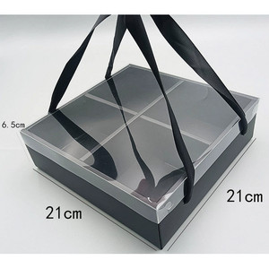 กล่องคุกกี้ กล่องคริสต์มาส กล่องของขวัญ แบ่ง 4 ช่อง ฝาครอบ PVC (HL67)