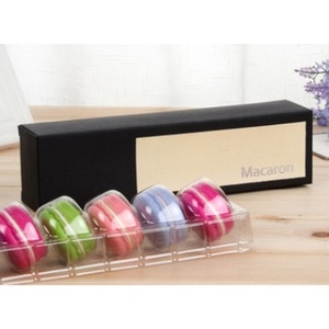 กล่องมาการอง+พลาสติกรอง6ชิ้น (กล่องดำแทบสี) (MA11)