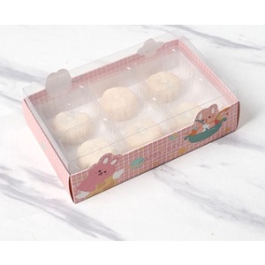 กล่องขนม 6ช่อง ขนมเปี๊ยะ คุ๊กกี้ พร้อมช่องใส่ขนมในตัวฝาใส(MOON71)