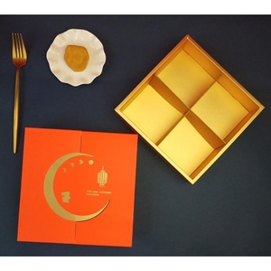 กล่องขนม4ช่อง 6 ช่อง ขนมไหว้พระจันทร์ กล่องของขวัญ(MOON114) พระจันทร์กล่องส้ม
