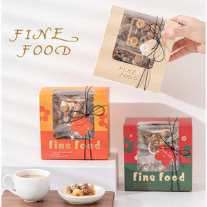 กล่องขนม คุ๊กกี้ ของขวัญ กล่องช่องหน้าต่าง+เชือก+แท็ก (FINE FOOD)(PA15)