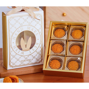 กล่องขนมไหว้พระจันทร์ บราวนี่ ขนมเปี๊ยะ หน้าต่างหูกระต่าย 6 ช่องหูหิ้ว(MOON96)