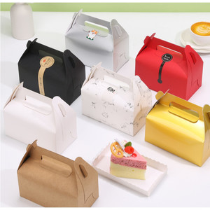 (แพค5ใบ)กล่องเบเกอรี่ เค้ก แยมโรล จัดเบรค หูหิ้ว พร้อมถาดรอง (HL45)
