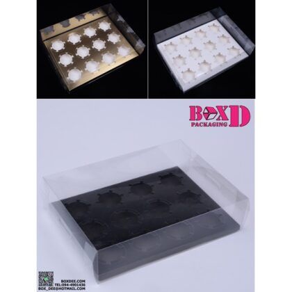กล่องคัพเค้กpvc 12ช่อง+ฐานรอง ขนาด26*34.5*10cm ขนาด 26x34.5x10 ซม. รหัส CC1203 | BoxDee