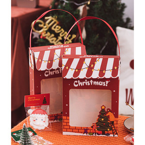 กล่องคุกกี้คริสมาสต์ Chritmas หูหิ้ว X'mas ช่องหน้าต่าง (CT33)