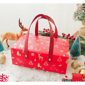 กล่องขนม หูหิ้ว  คริสต์มาส Chritmas ของขวัญ คุ๊กกี้ ของชำร่วย หูหิ้ว สายหนัง CT58