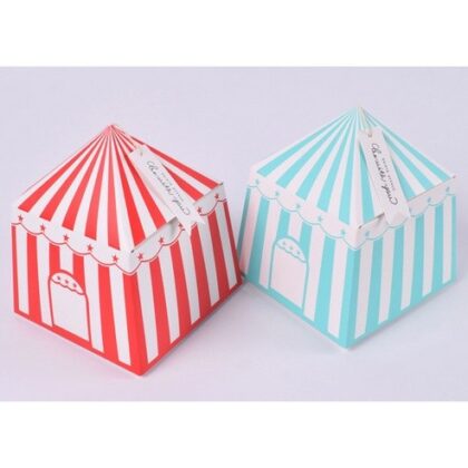กล่องคุกกี้ กล่องขนมทรงเต้นท์ ขนาด 9x9x7 ซม. รหัส QQ28 | BoxDee