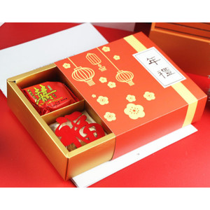 กล่องขนม 4ช่อง 6 ช่อง ตรุษจีน โคมไฟดอกโบตัน（CNY16）