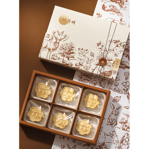 กล่องเค้ก ขนมไหว้พระจันทร์ 6 ช่อง น้ำตาลกวาง (MOON189)