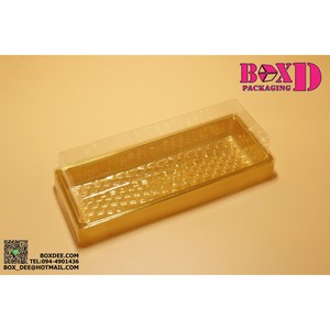 ZZ031 กล่องเบอเกอรี่ เค้ก โรล ฐานสีทอง ขนาดนอก 22*9*5.5cm ขนาดใน 20*6.5*5.5cm