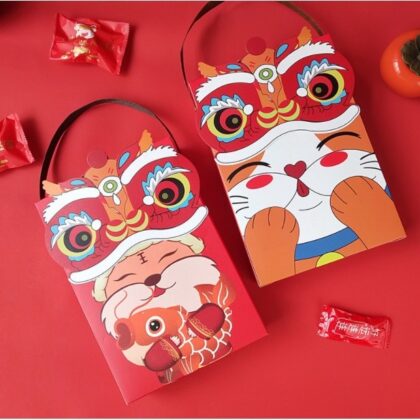 กล่องตรุษจีน กล่องขนม 6ช่องหูหิ้ว ขนมไหว้พระจันทร์ ขนมเปี๊ยะ รหัส CNY3 | BoxDee