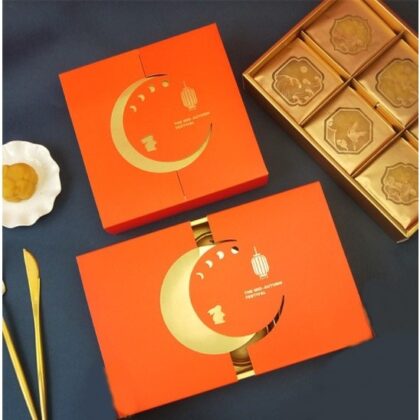 กล่องขนม4ช่อง 6 ช่อง ขนมไหว้พระจันทร์ กล่องของขวัญ(MOON114) พระจันทร์กล่องส้ม