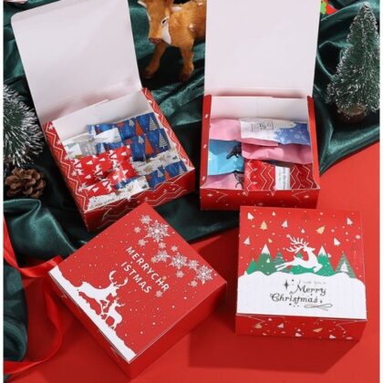 กล่องคริสต์มาส Chritmas กล่องขนมคุ๊กกี้ สแน็คบ๊อก ขนาด 14x14x5 ซม. รหัส KK63 | BoxDee