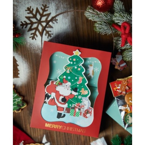 กล่องขนม ของขวัญ หูหิ้ว พร้อมกล่องแบ่งในตัว ลายคริสต์มาส Chritmas ซานต้า(CT19) รหัส CT19 | BoxDee