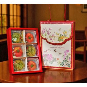 กล่องเค้ก ขนมไหว้พระจันทร์ ของขวัญ ปีใหม่ หูหิ้ว Happiness (MOON278)