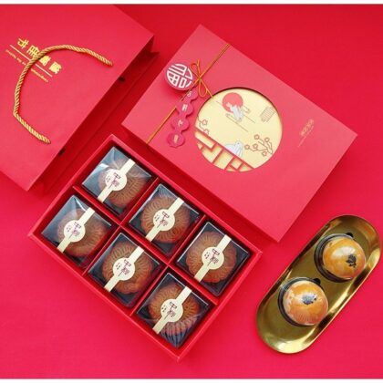 กล่องขนม4ช่อง 6 ช่องและ 8 ช่อง ขนมไหว้พระจันทร์ กล่องบราวนี่ กล่องใส่ขนมเปี๊ยะ ขนาด 80-100 กรัม(MOON62)
