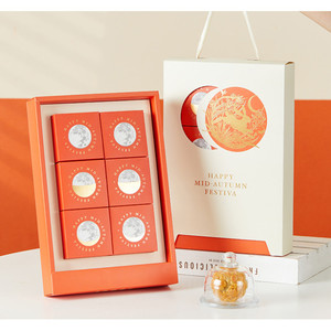 กล่องเค้ก ขนมไหว้พระจันทร์เซต 6 ชิ้น หูหิ้ว (MOON243)