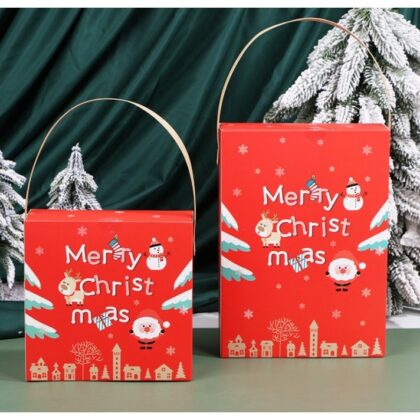 กล่องขนม แบ่ง4 ช่อง 6 ช่อง มีหูหิ้ว กล่องคุ๊กกี้ ข้อความกล่องคริสต์มาส Chritmas รหัส CT31 | BoxDee