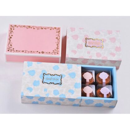 กล่องขนม กล่องขนมเปี๊ยะ 50 กรัม 6 ชิ้น แบบลิ้นชักสอด(MOON23)