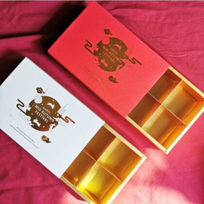 กล่องขนม 6 ช่อง ขนมไหว้พระจันทร์ กล่องใส่ขนมเปี๊ยะ ขนาด 80 กรัม (MOON98)