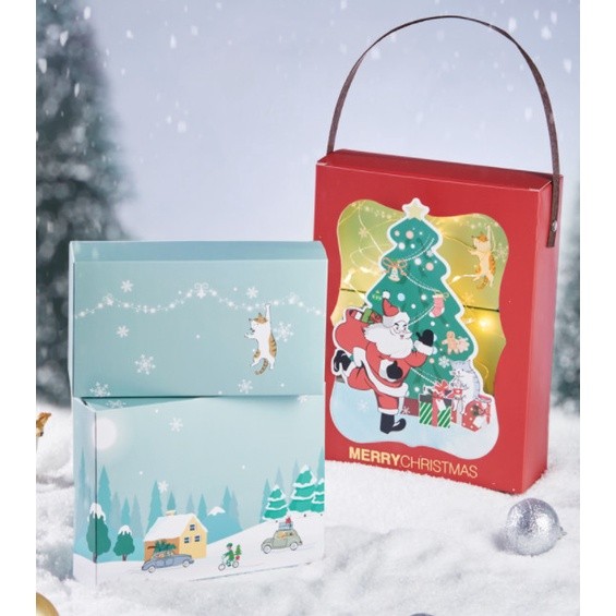 กล่องขนม ของขวัญ หูหิ้ว พร้อมกล่องแบ่งในตัว ลายคริสต์มาส Chritmas ซานต้า(CT19) รหัส CT19 รูปที่ 2 | BoxDee