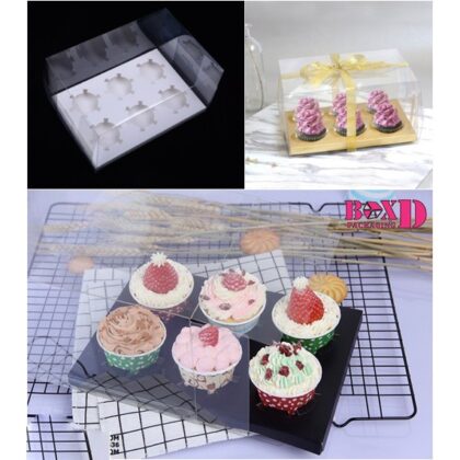 กล่องคัพเค้กpvc 6ช่อง+ฐานรอง ขนาด18*26.7*10cm CC611 รหัส CC611 | BoxDee