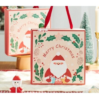 กล่องขนม กล่องคริสต์มาส Chritmas 4 ช่องหูหิ้ว (ซานต้า) รหัส CT11 | BoxDee