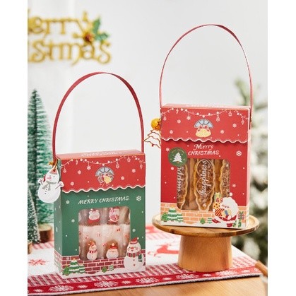 กล่องเค้ก กล่องของขวัญ กล่องเค้ก คุ๊กกี้ ช่องหน้าต่าง หูหิ้ว กล่องคริสต์มาส Chritmas รหัส CT20 | BoxDee