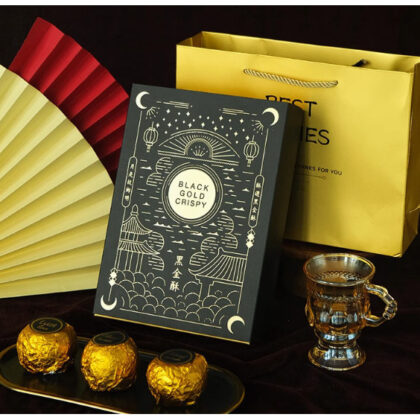 กล่องเค้ก ขนมไหว้พระจันทร์ 6 ช่องหลุม moonblack (MOON196)