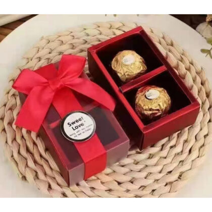 กล่องช็อคโกแลตแดงผูกโบว์ กล่องของขวัญ กล่องขนมลูกอม รหัส AA23 | BoxDee
