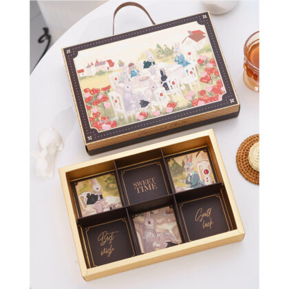 กล่องขนมแบบ 6 ช่องกล่องของขวัญ ขนมไหว้พระจันทร์ หูหิ้ว (MOON165)