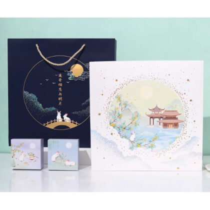 กล่องเค้ก ขนมไหว้พระจันทร์ 9 ชิ้น+กล่องเล็ก+ถุง (MOON234)