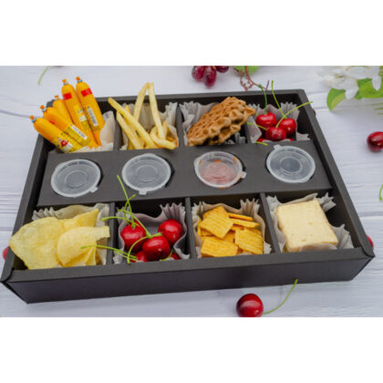 กล่องจัดเซต 8 ช่อง ช่องท็อปปิ้ง 4 ช่อง ฝาครอบทึบ (PA27) ขนาด 32x23.5x5 ซม. รหัส PA27 | BoxDee