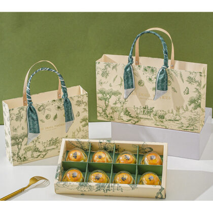 กล่องเค้ก ขนมไหว้พระจันทร์ 6 ช่อง 8 ช่อง ถุงหูหิ้ว ฝาครอบ กวาง (MOON185)