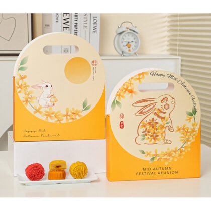 กล่องคุ๊กกี้ กล่องขนม แบ่ง 6 ช่องหูหิ้ว กระต่าย Happy(MOON200)