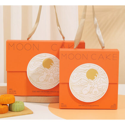 กล่องของขวัญ กล่องขนม ไหว้พระจันทร์ 4 ช่อง 6 ช่อง ส้มหูหิ้ว (MOON251)