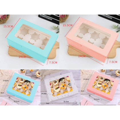 กล่องคัพเค้ก 4ช่อง 6ช่อง 12 ช่อง กล่องสีพร้อมฐานรอง รหัส CC03 | BoxDee