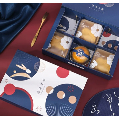 กล่องขนม 6ช่อง หูหิ้ว ขนมไหว้พระจันทร์ 80กรัม(MOON118)