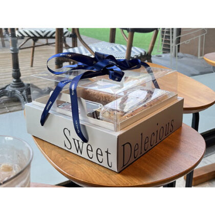 กล่องขนม 4 ช่อง เค้กฝาใส ขนม ช่องเดียว (sweet Delecious ไม่รวมริบบิ้น) (CC0) (MOON157)