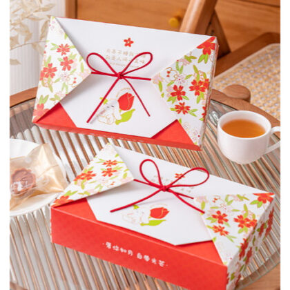 กล่องขนม คุ๊กกี้ ทาร์ต กล่องบราวนี่ เชือกผูกในตัว (Green bean cake )（PA10） ขนาด 21x14x5 ซม. รหัส PA10 | BoxDee