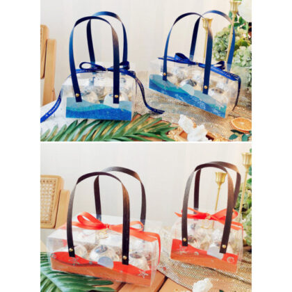 กล่องใสหูหิ้ว กล่องใส่ขนม ของขวัญ กลุ่งคุ๊กกี้ (ทะเล) รหัส HL70 | BoxDee