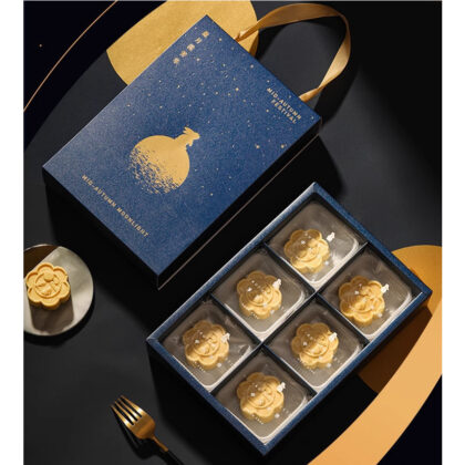 กล่องเค้ก ของขวัญ 6 ช่อง หูหิ้ว คุ๊กกี้ ขนมไหว้พระจันทร์(กล่องน้ำเงิน)(MOON141)