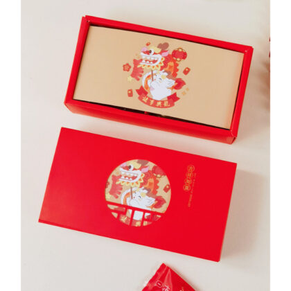กล่องขนม 2 ช่องขนมไหว้พระจันทร์ ใส่ขนมเปี๊ยะ ขนาด 80-100 กรัม ตรุษจีน รหัส CNY23-หน้าต่างมังกร | BoxDee