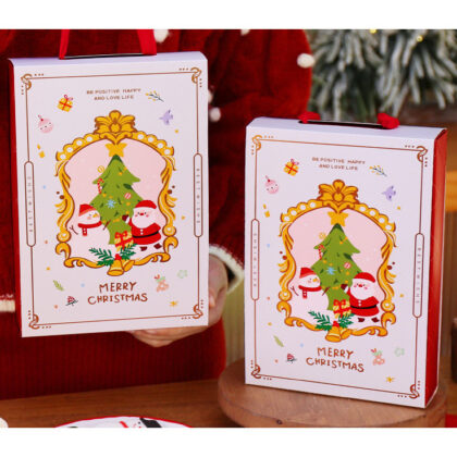 กล่องขนม ของขวัญ กล่องหูหิ้ว แบ่ง6ช่อง คริสต์มาสซานค้า รหัส CT56 | BoxDee