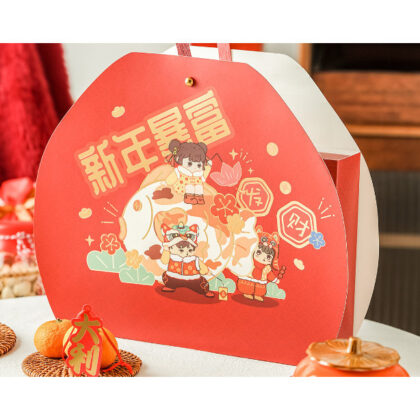 กล่องขนม ตรุษจีน 6ช่อง หูหิ้ว รหัส CNY28 | BoxDee