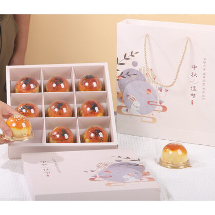 กล่องขนม 9ช่อง เค้ก คุ๊กกี้แบ่งช่อง ขนมไหว้พระจันทร์ ถุงหิ้ว(MOON84)