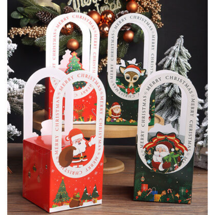กล่องคุ๊กกี้ Chritmas กล่องขนม ของขวัญ หูหิ้วยาว (KK57)